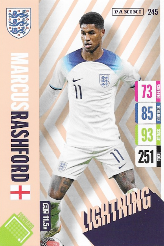 Marcus Rashford Lightning Card Number #245 - Adrenalyn XL 2024 England Tournament Edition by Panini