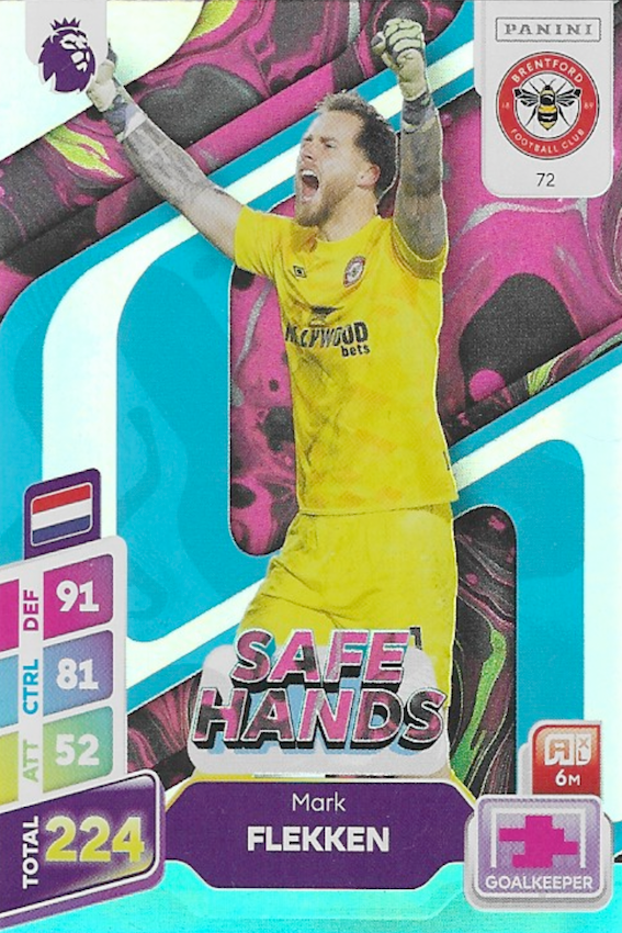 Mark Flekken Safe Hands Blue Parallel Card #72 - Panini Adrenalyn XL PLUS 2025 Premier League (Brentford)