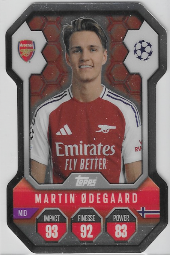 Martin Odegaard Chrome Shield Card Number #SH2 - Topps Match Attax 2024/25