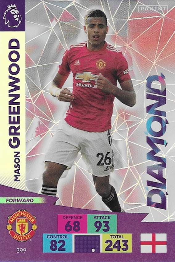 Mason Greenwood Diamond Card #399 - Panini Adrenalyn XL 2020/21