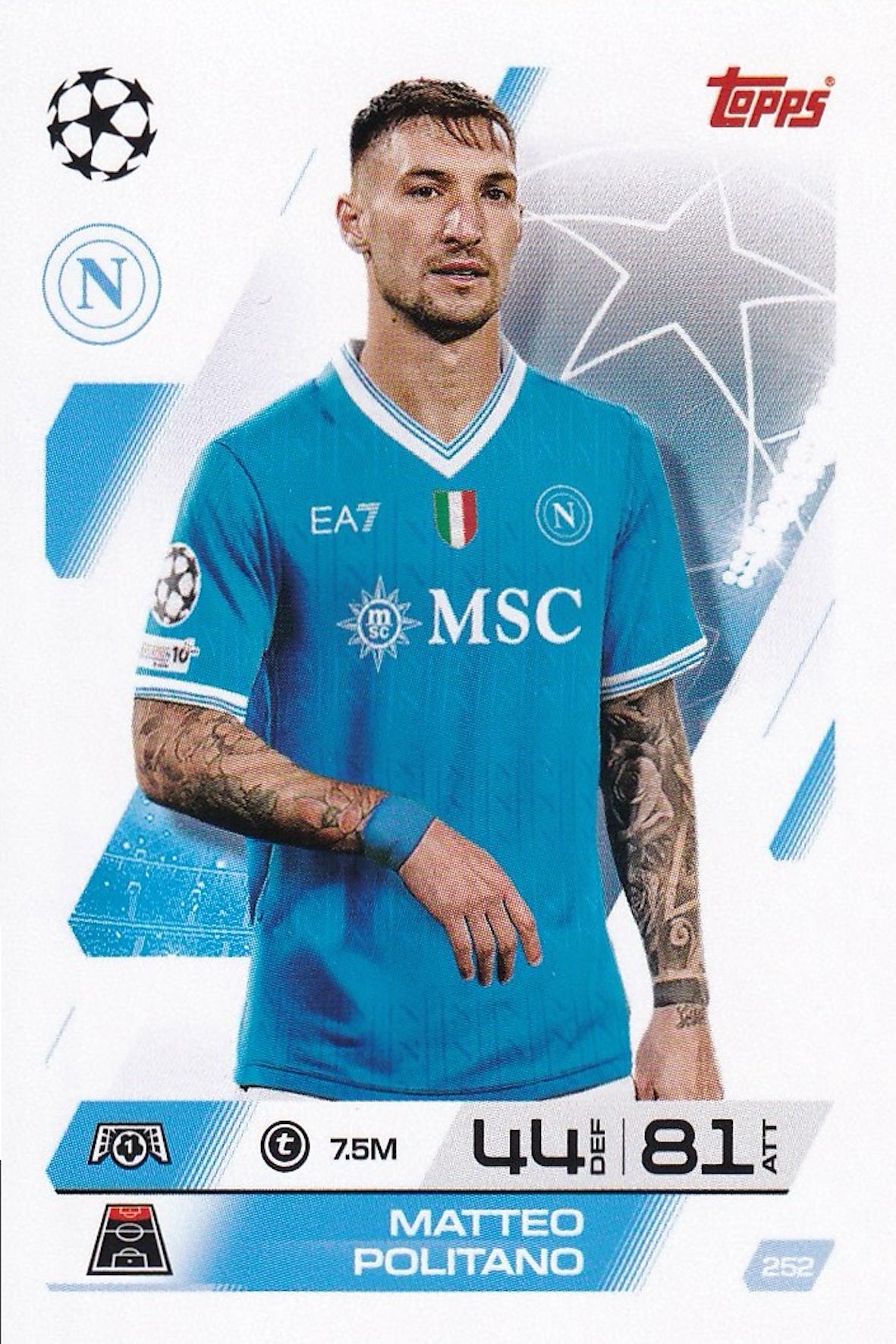 Matteo Politano Base Card #252 - Topps Match Attax 25/26 (2025/2026) - Napoli