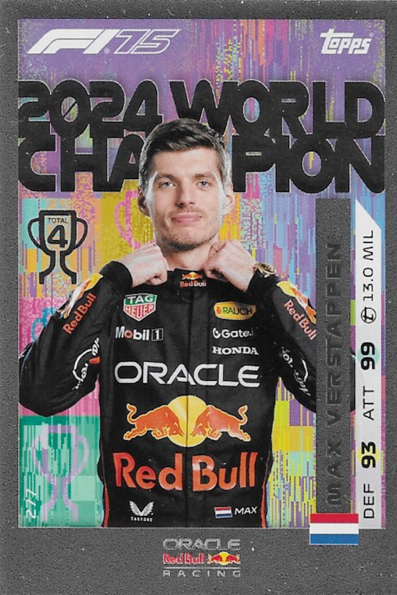 Max Verstappen, 2025 Topps F1 Turbo Attax 2024 World Champion Card #277