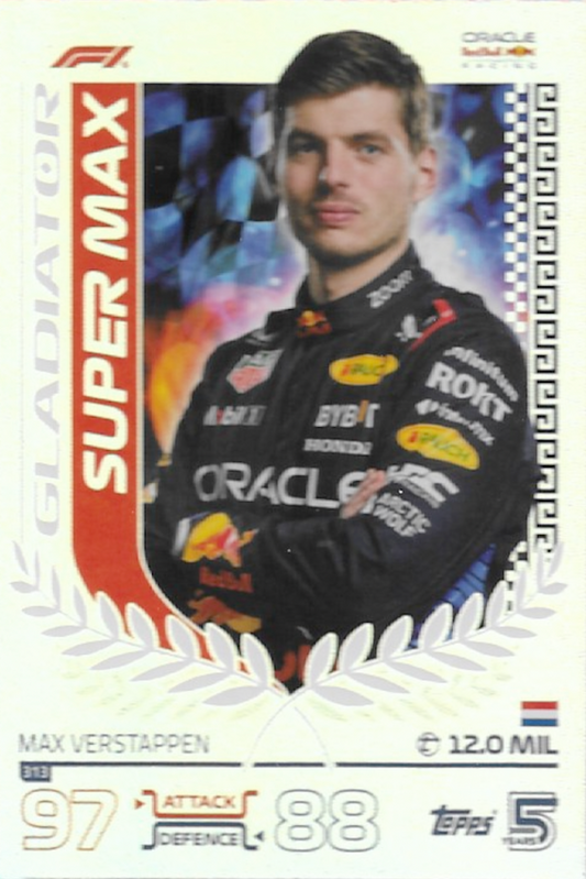 Max Verstappen, Graded Topps UK Turbo Attax F1 2024 Gladiator Super Max #313 MGC 9