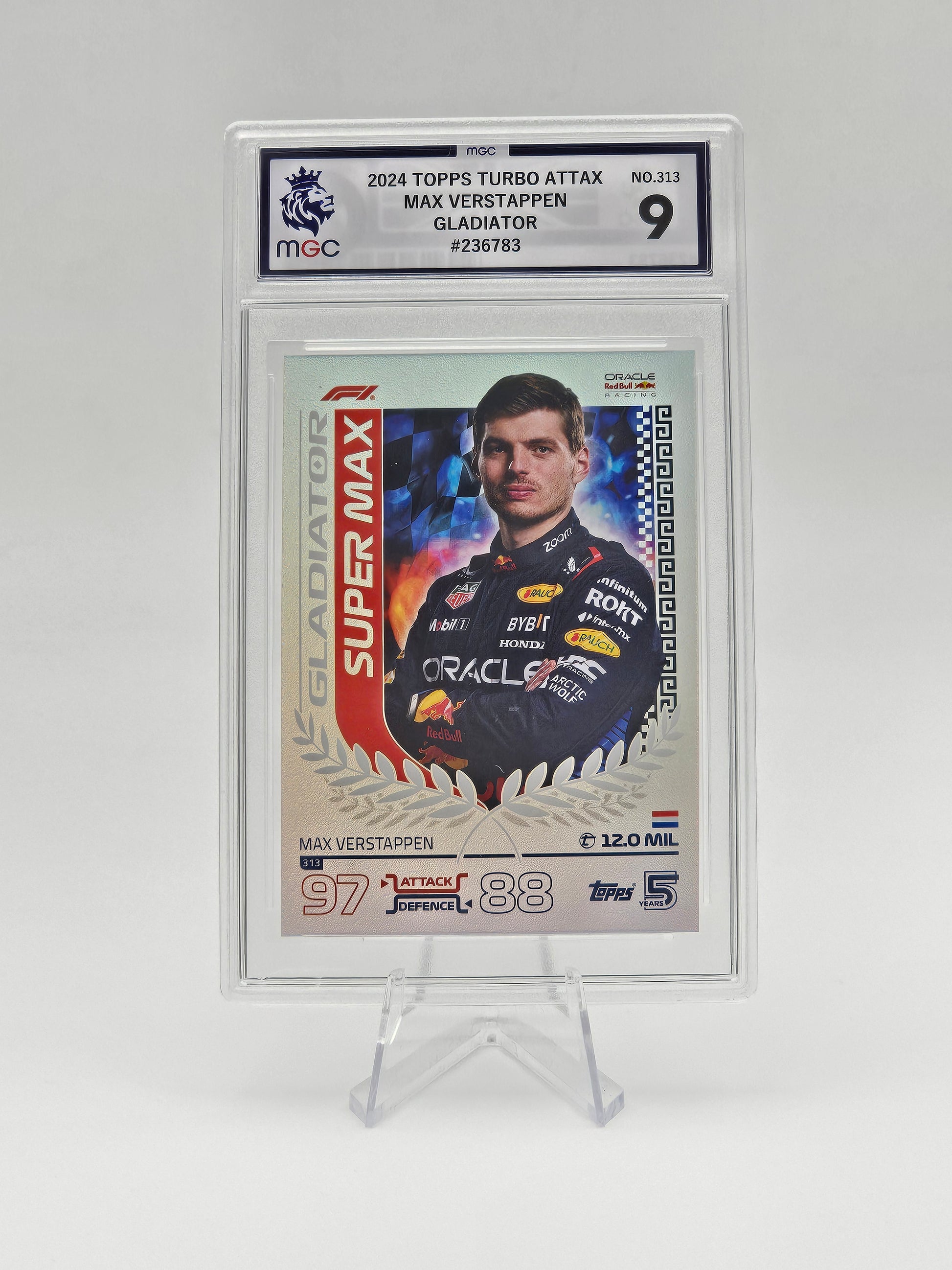 Max Verstappen, Graded Topps UK Turbo Attax F1 2024 Gladiator Super Max #313 MGC 9