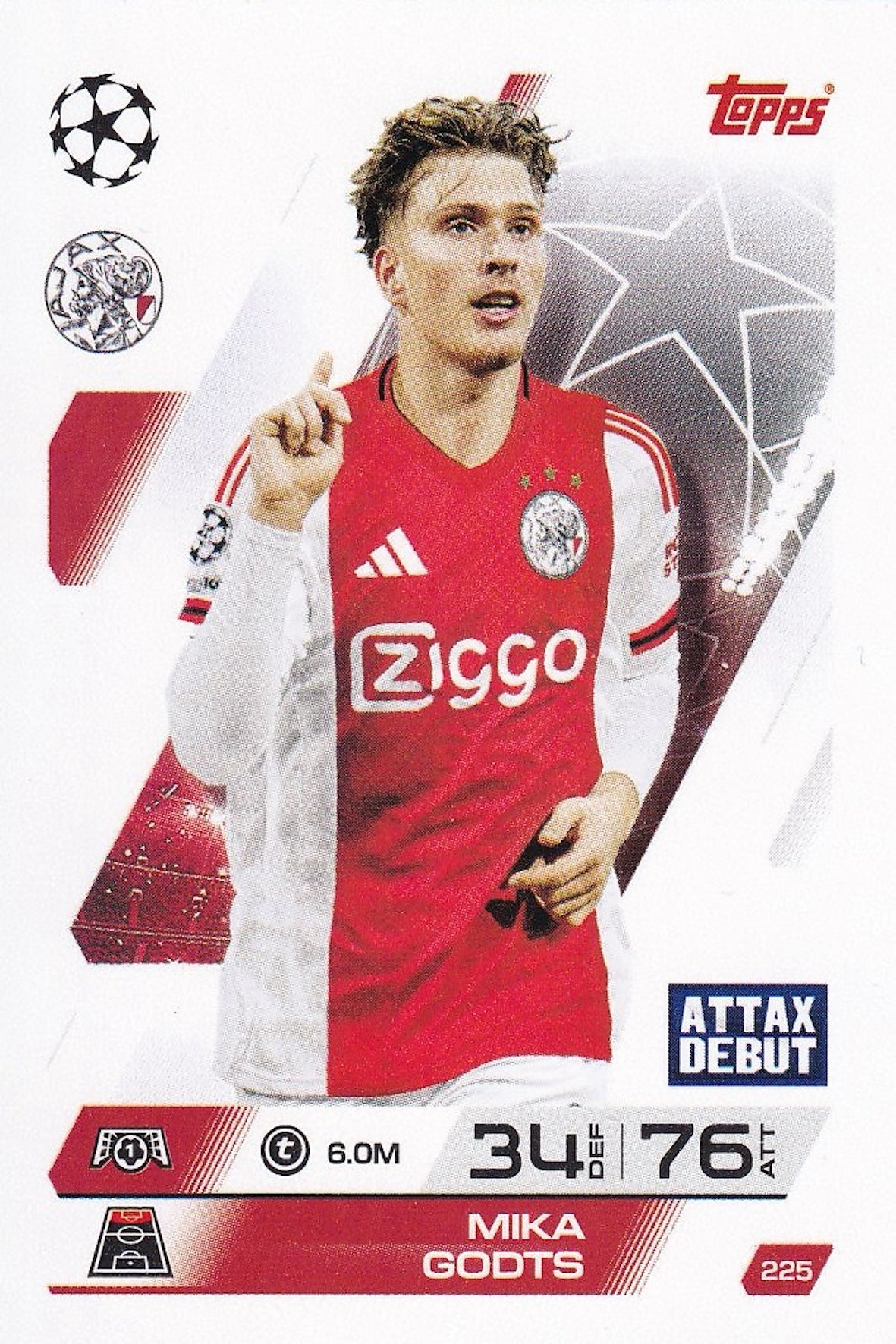 Mika Godts Base Card #225 - Attax Debut - Topps Match Attax 25/26 (2025/2026) Ajax