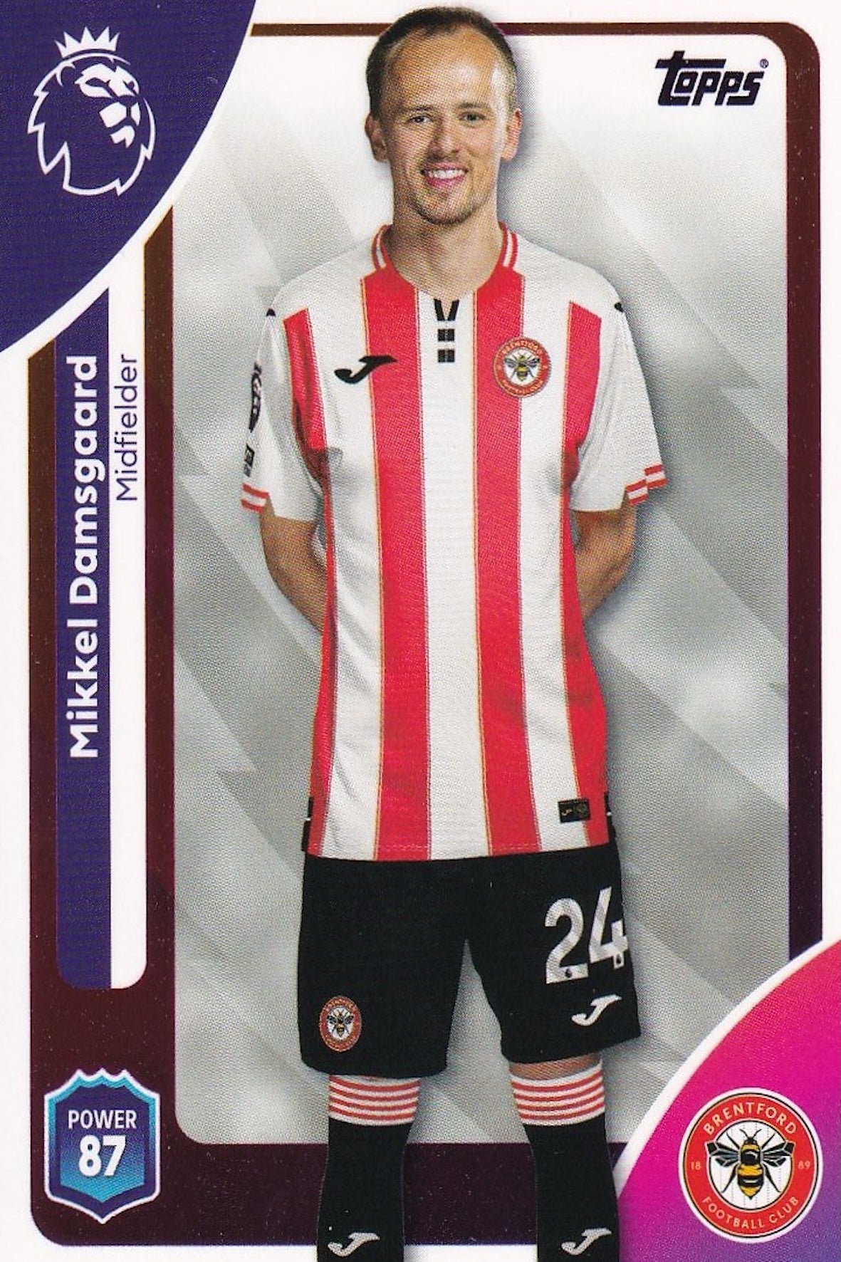 Mikkel Damsgaard Base Card #63 - Topps Premier League 2025/26 (Brentford)