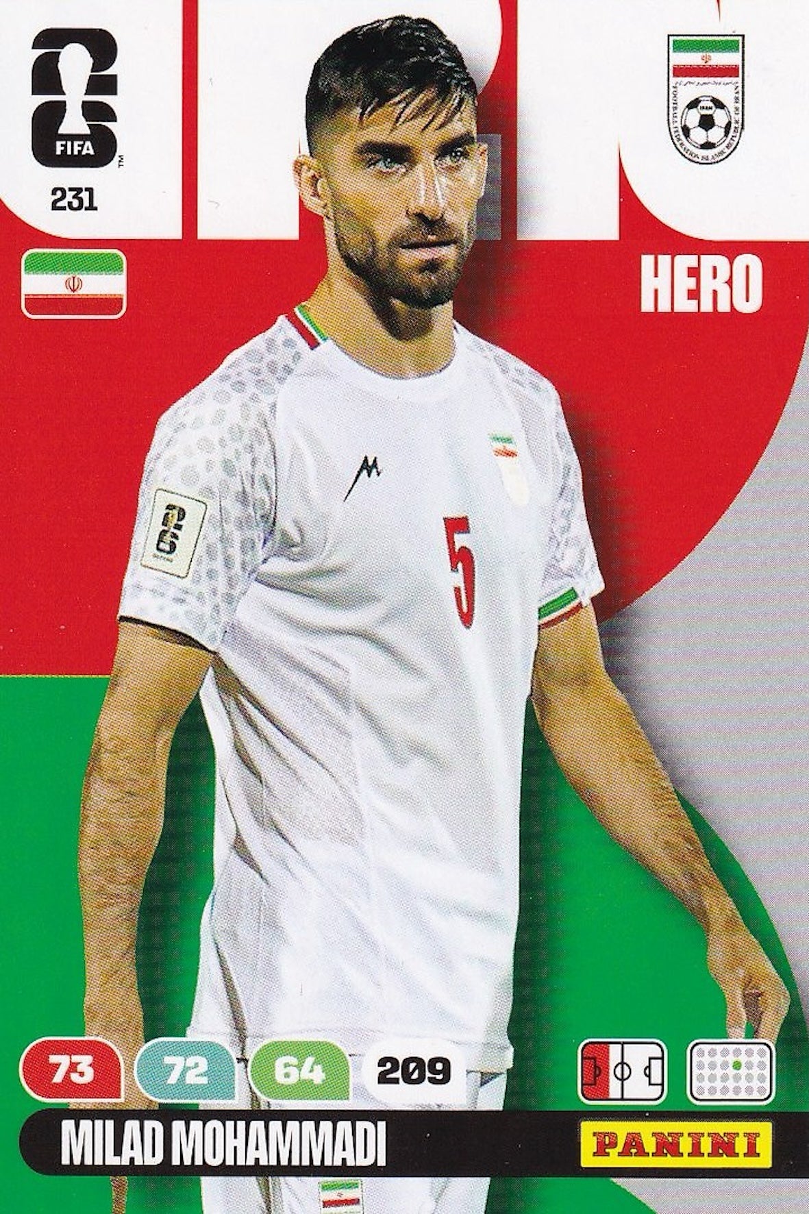 Milad Mohammadi Hero Base Card #231 - FIFA WORLD CUP 2026 - Panini Adrenalyn XL - Iran