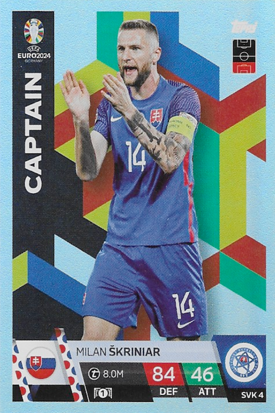 Milan Skriniar Captain Card No #SVK 4 - Topps Match Attax Euro 2024