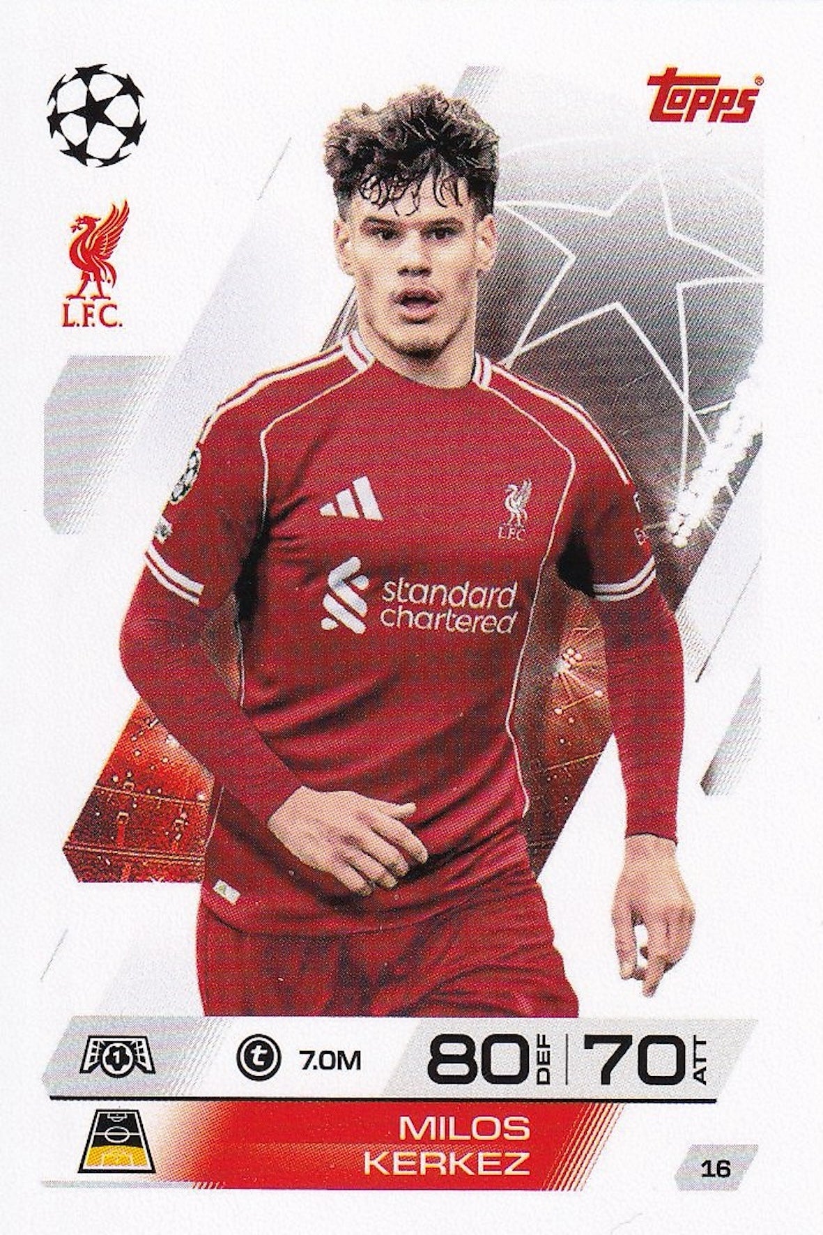 Milos Kerkez Base Card #16 - Topps Match Attax 25/26 (2025/2026) Liverpool
