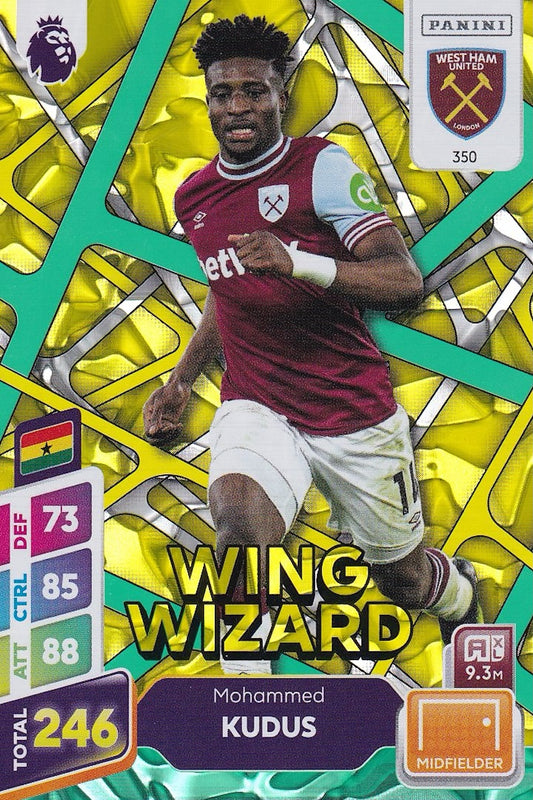 Mohammed Kudus Wing Wizard Green Parallel Card #350 - Panini Adrenalyn XL PLUS 2025 Premier League (West Ham United)