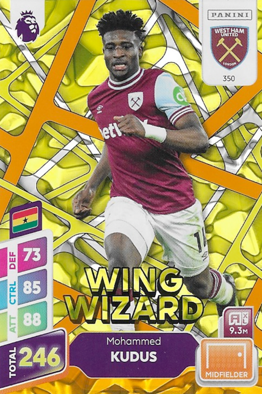Mohammed Kudus Wing Wizard Orange Parallel Card #350 - Panini Adrenalyn XL PLUS 2025 Premier League (West Ham United)