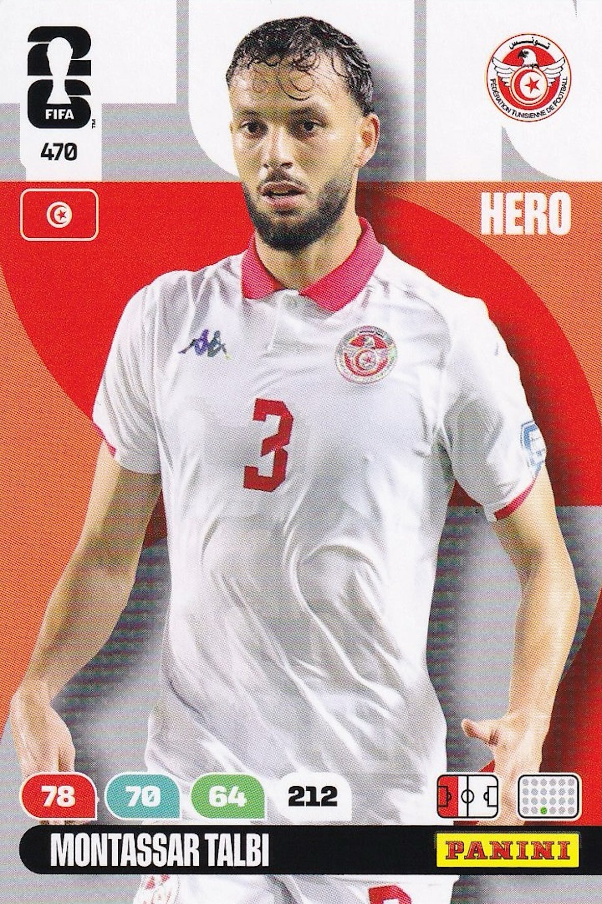 Montassar Talbi Hero Base Card #470 - FIFA WORLD CUP 2026 - Panini Adrenalyn XL - Tunisia