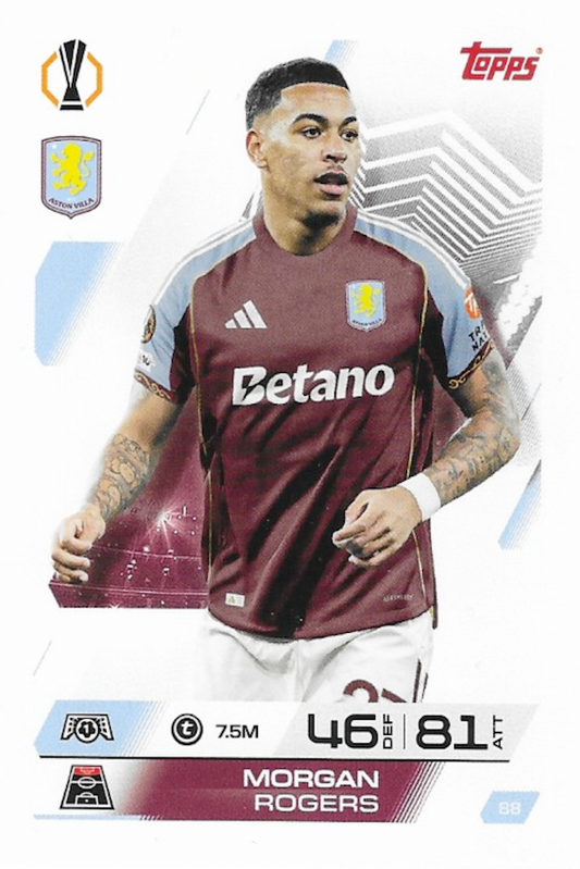 Morgan Rogers Base Card #88 - Topps Match Attax 25/26 (2025/2026) Aston Villa