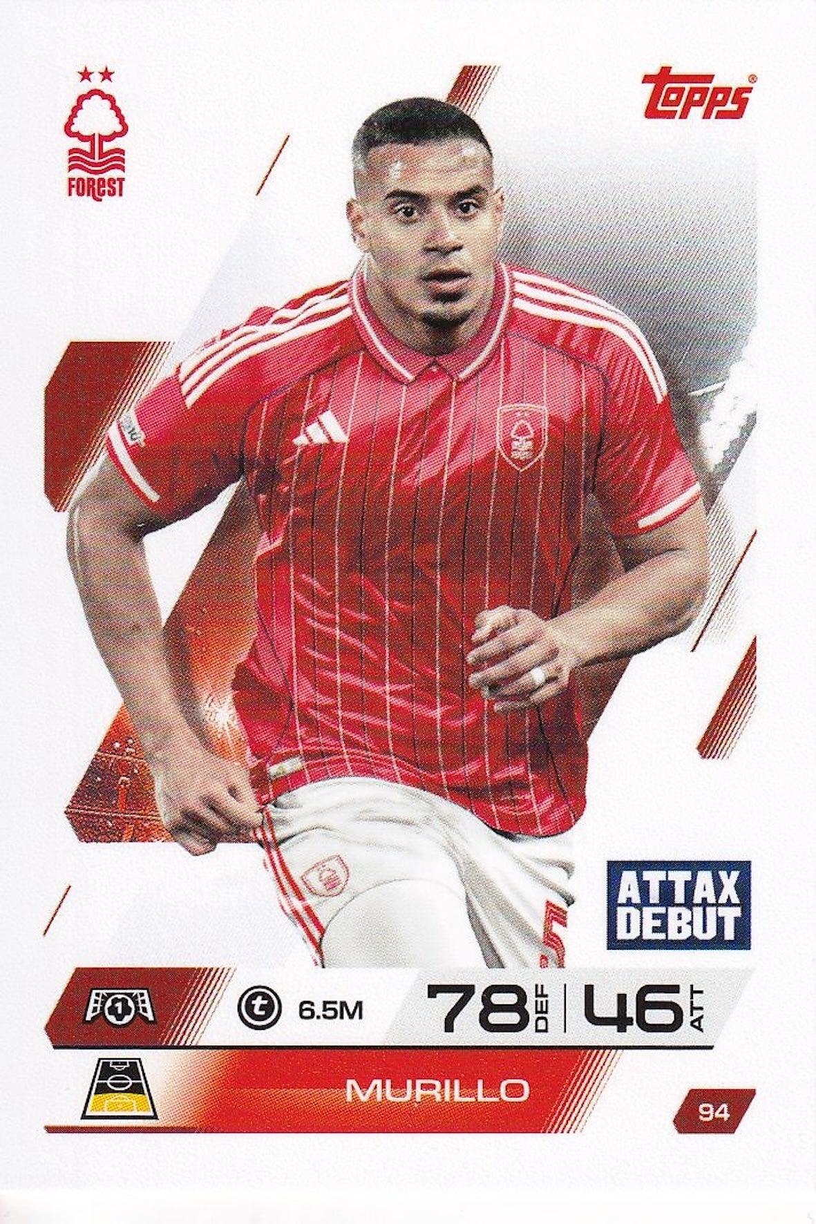 Murillo Baes Card #94 - Attax Debut, Topps Match Attax 25/26 (2025/2026) Nottingham Forest