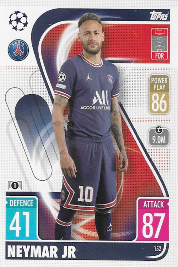 Neymar Jr Base Card No 152 - Topps Match Attax 2021-2022 Champions League - PSG 21/22