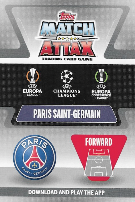 Neymar Jr Base Card No 152 - Topps Match Attax 2021-2022 Champions League - PSG 21/22