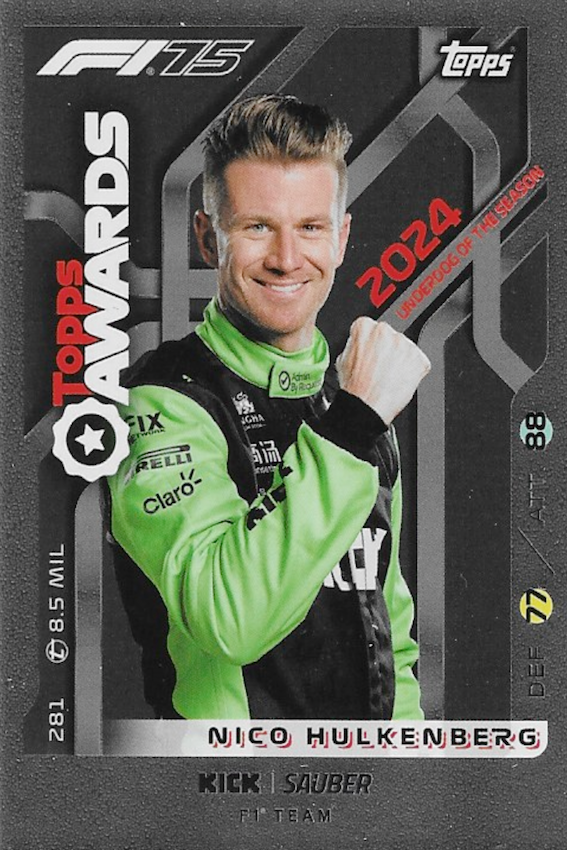 Nico Hulkenberg Awards Card #281 - Topps F1 Turbo Attax 2025