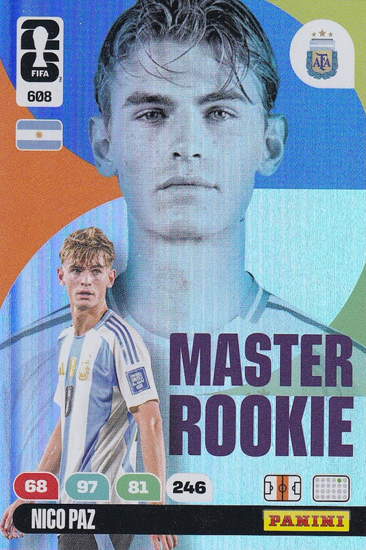 Nico Paz Master Rookie Card #608 - FIFA WORLD CUP 2026, Panini Adrenalyn XL