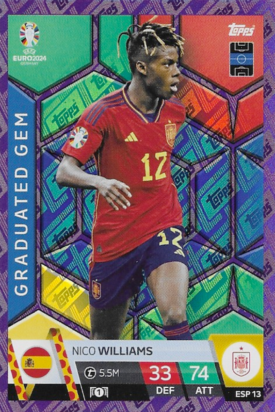 Nico Williams Graduated Gem Card No ESP 13 - Topps Match Attax Euro 2024