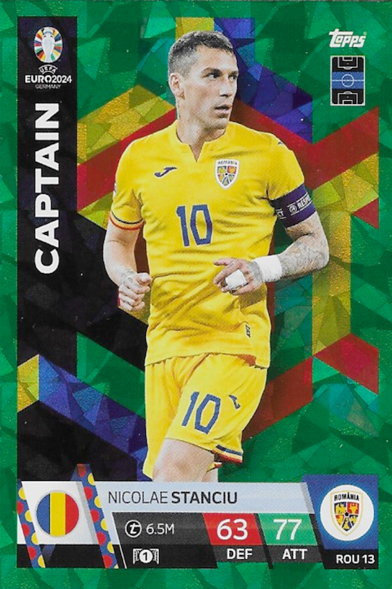 Nicolae Stanciu Green Emerald Captain Card #ROU13 - Topps Match Attax Euro 2024