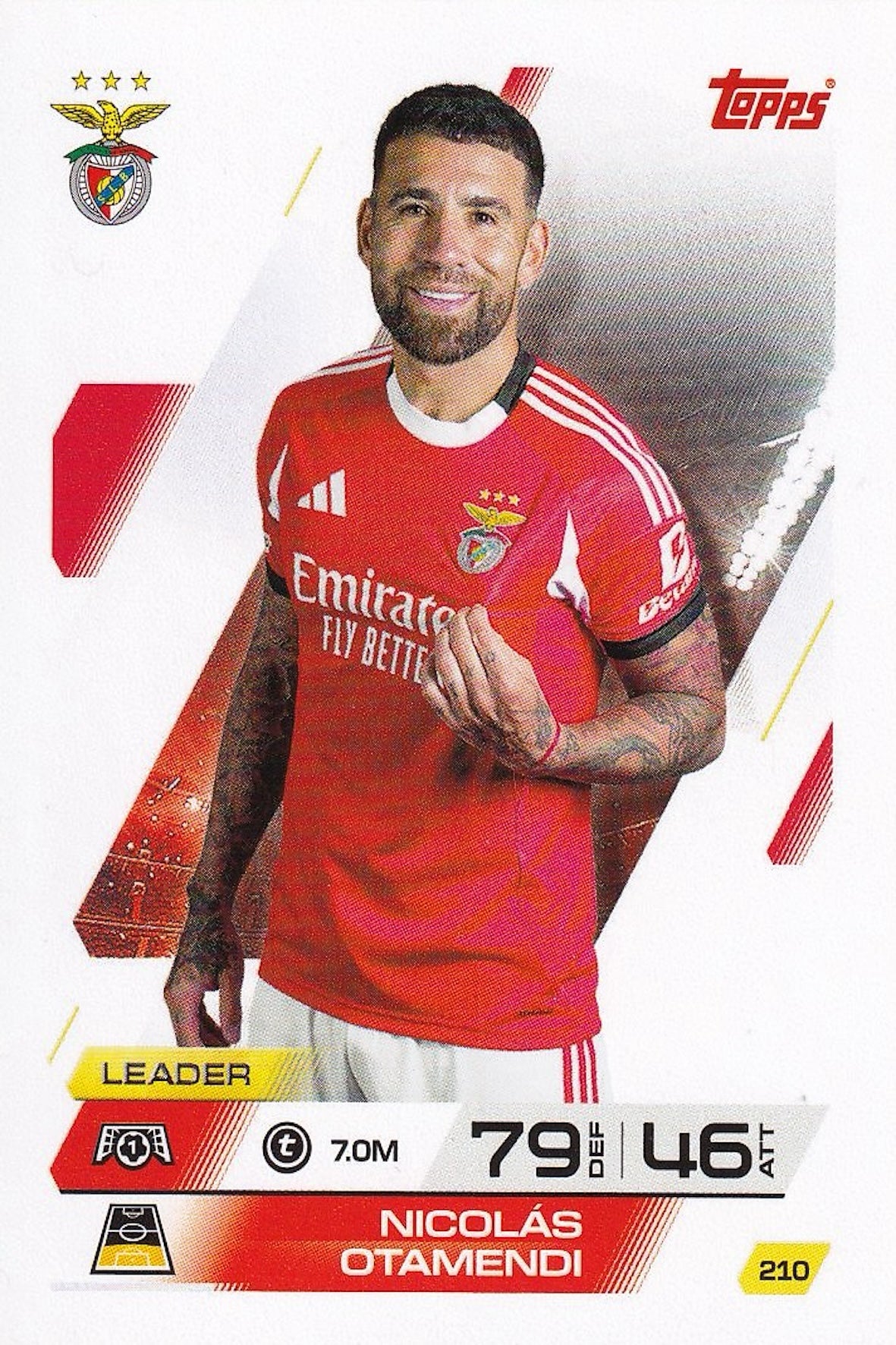 Nicolas Otamendi Base Card #210 Leader - Topps Match Attax 25/26 (2025/2026) SL Benfica