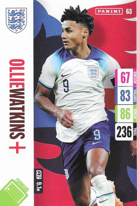 Ollie Watkins Base Card Number 63 - Adrenalyn XL England 2024 Tournament Edition by Panini