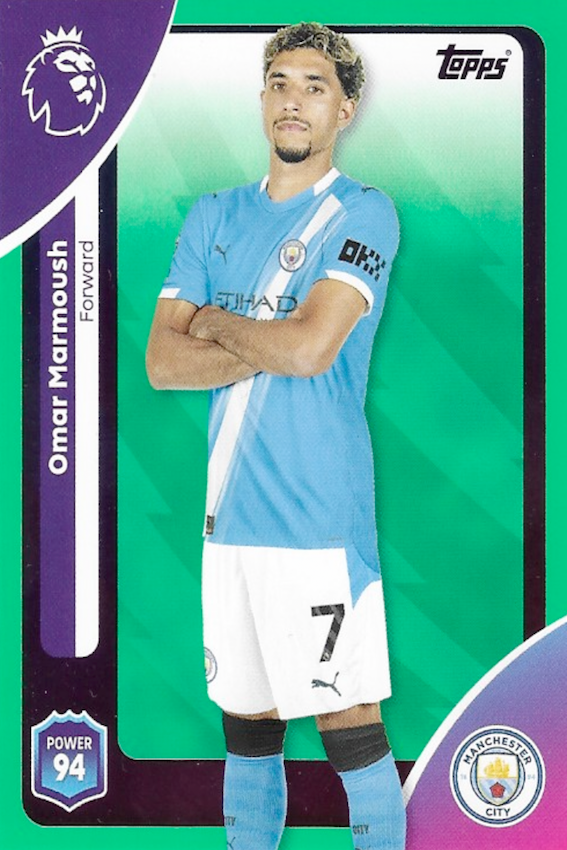 Omar Marmoush, Topps Premier League 2025/26, Green Parallel, Manchester City Card #194