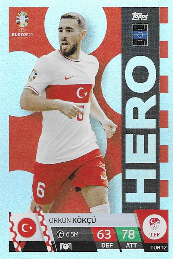 Orkun Kokcu HERO Card #TUR12 - Topps Match Attax Euro 2024