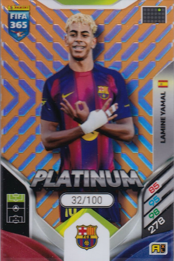 PANINI ADRENALYN XL FIFA 365 2026 Lamine Yamal ORANGE Platinum Rare Parallel /100 MGC 10 GEM MINT Graded Card 