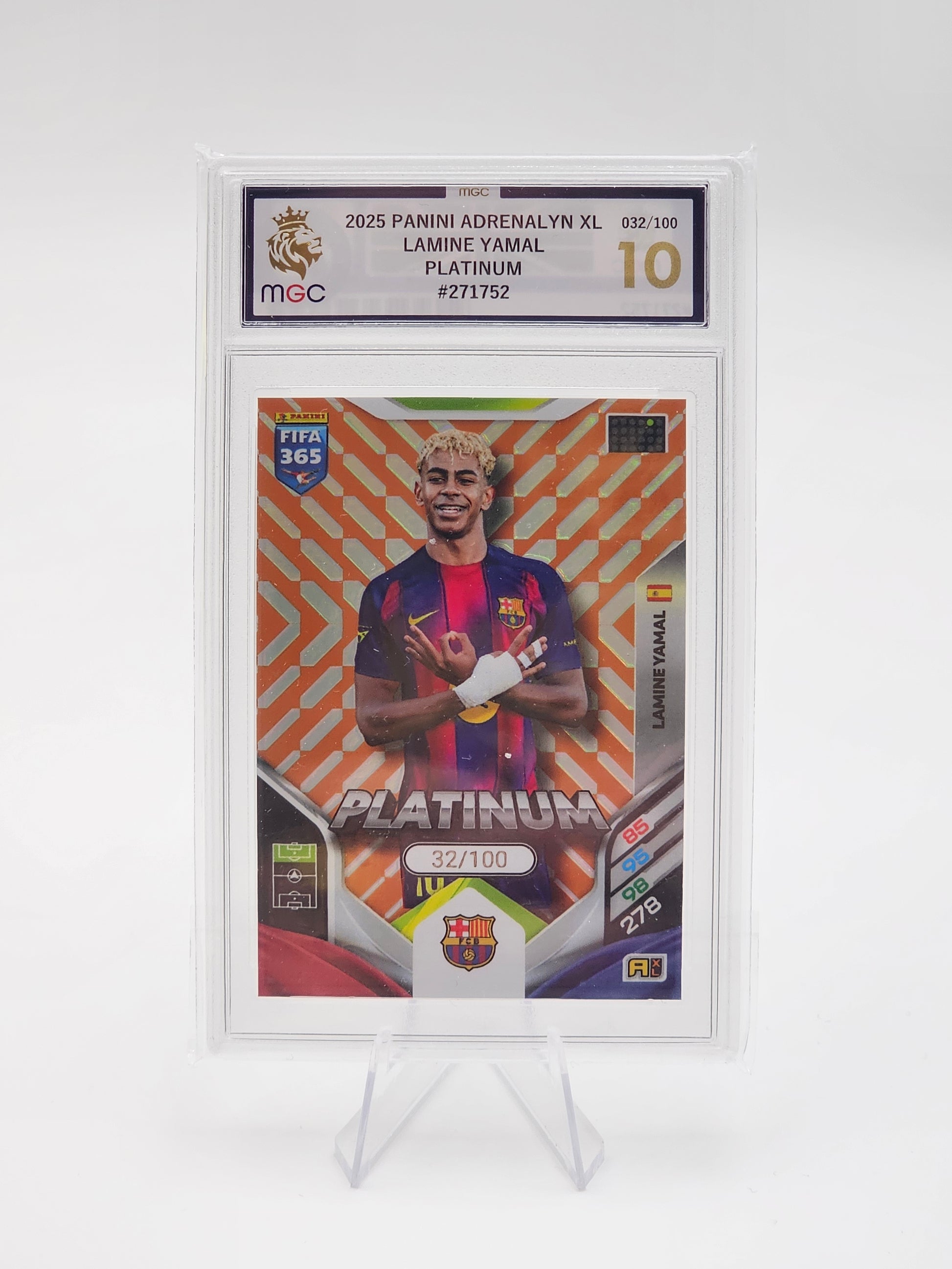PANINI ADRENALYN XL FIFA 365 2026 Lamine Yamal ORANGE Platinum Rare Parallel /100 MGC 10 GEM MINT Graded Card