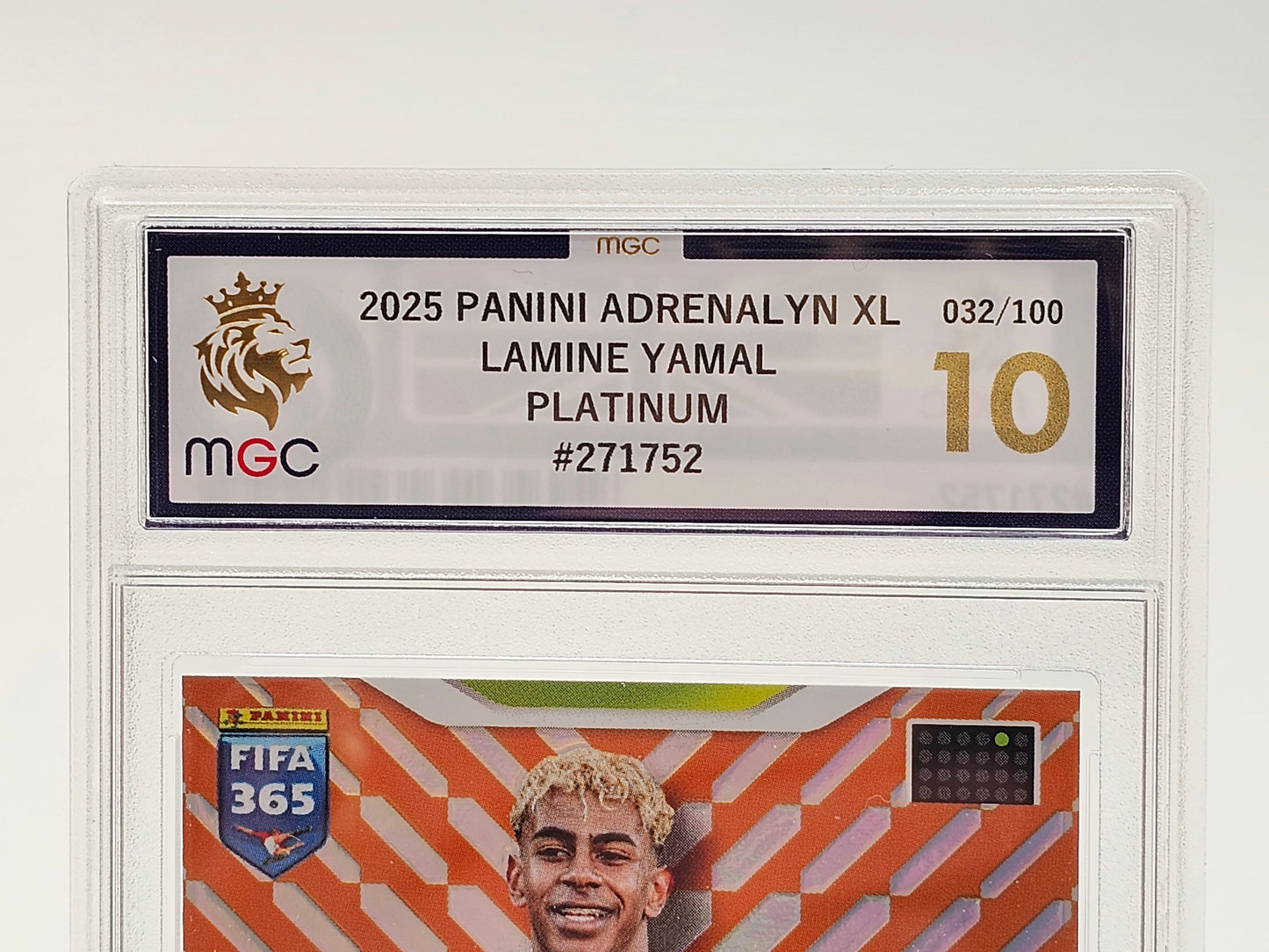 PANINI ADRENALYN XL FIFA 365 2026 Lamine Yamal ORANGE Platinum Rare Parallel /100 MGC 10 GEM MINT Graded Card