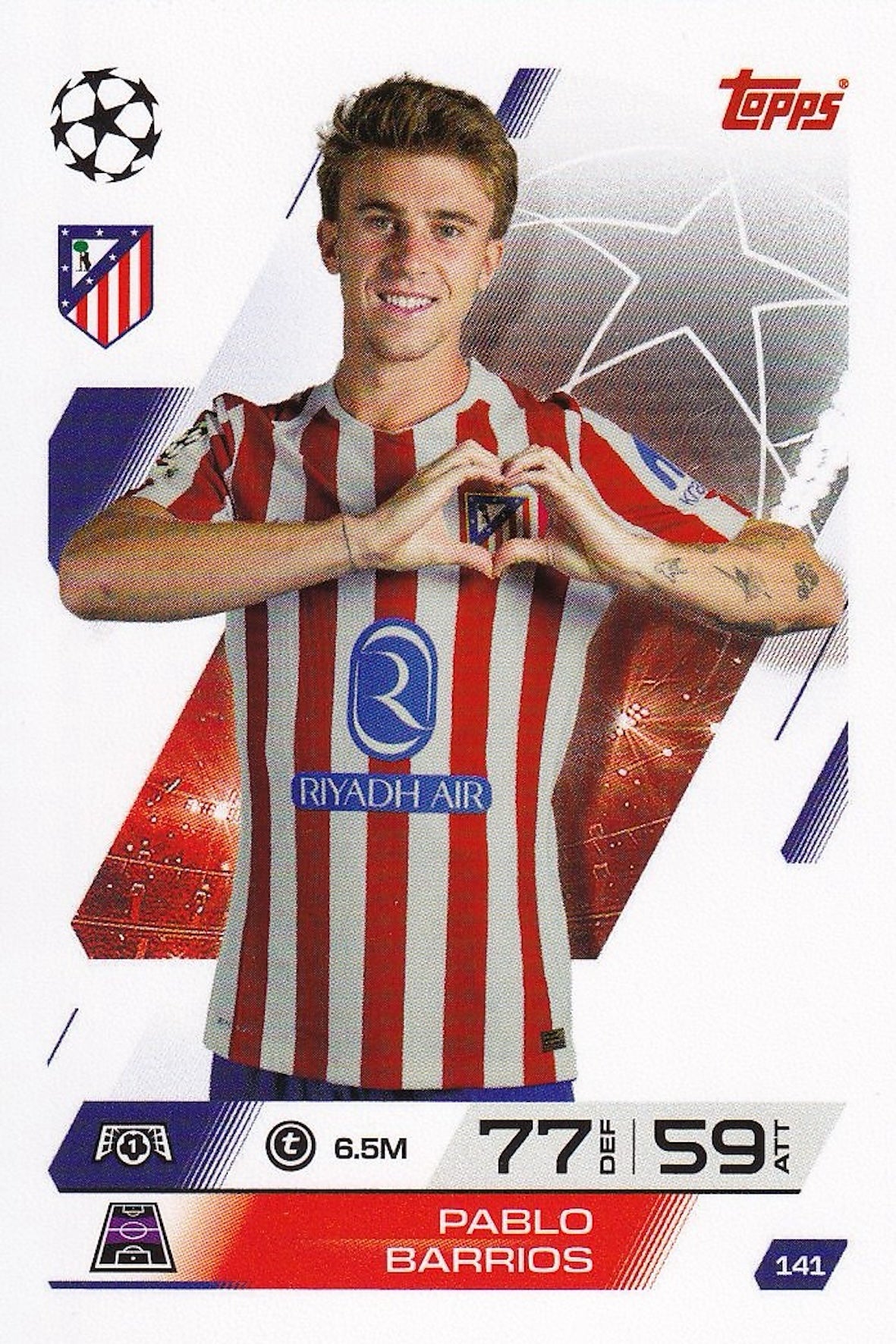 Pablo Barrios Base Card #141 - Topps Match Attax 25/26 (2025/2026) Atlético Madrid
