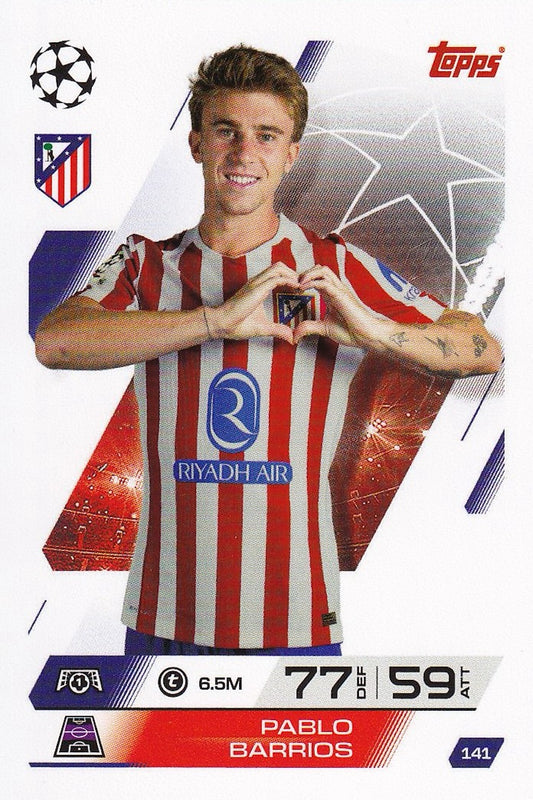 Pablo Barrios Base Card #141 - Topps Match Attax 25/26 (2025/2026) Atlético Madrid
