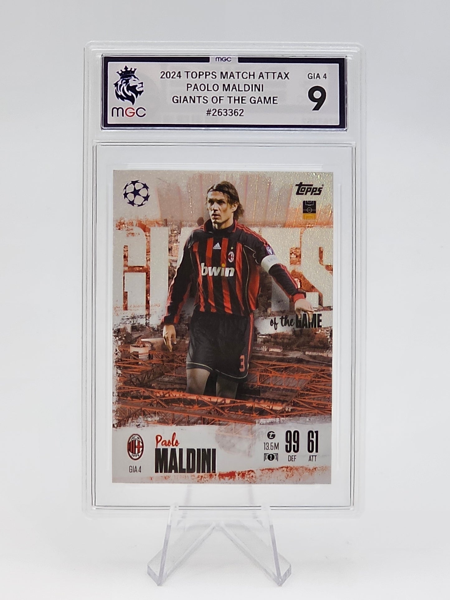 Paolo Maldini Giants of the Game Match Attax Extra 2024 2025 #GIA Graded MGC 9