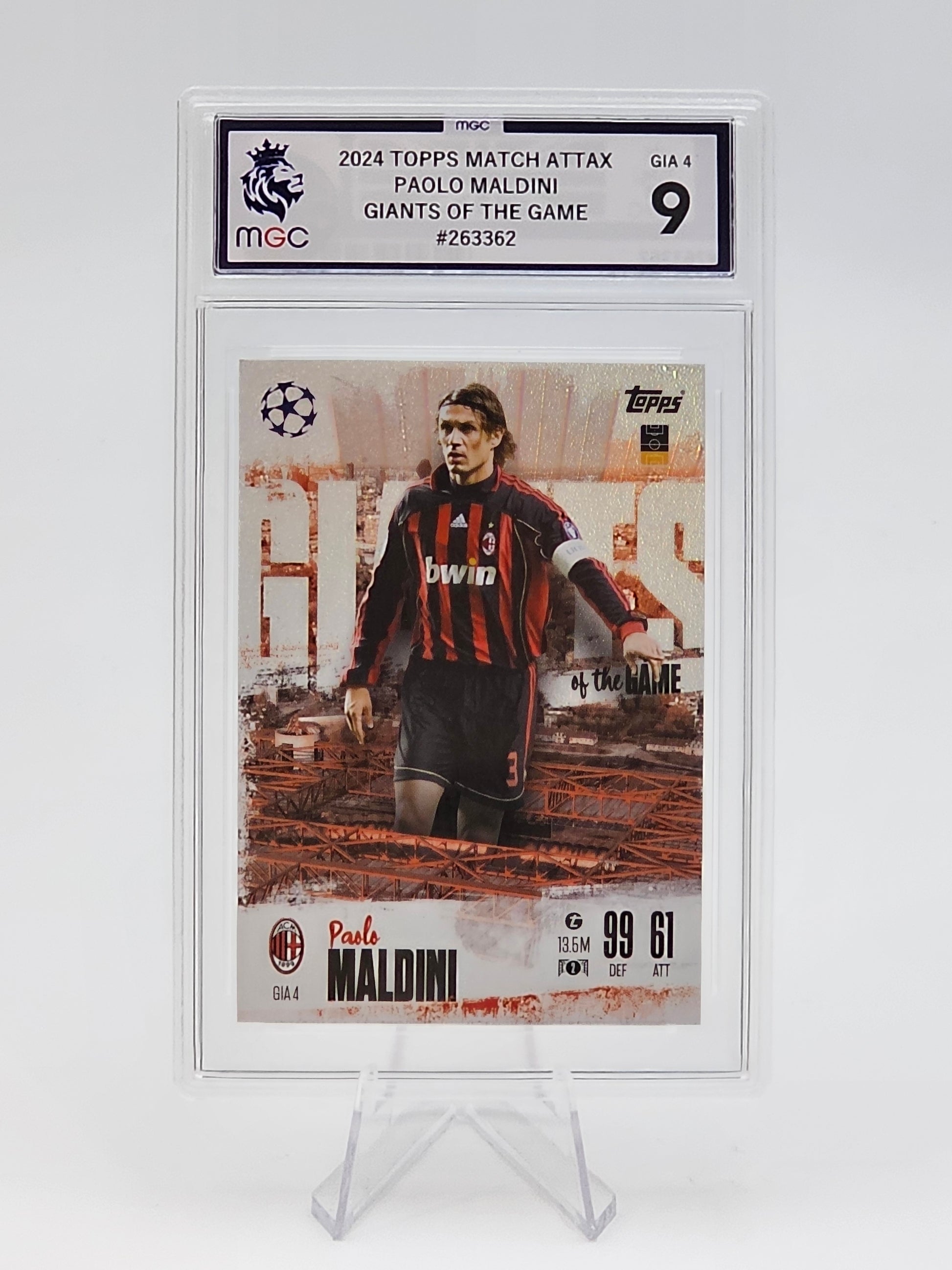 Paolo Maldini Giants of the Game Match Attax Extra 2024 2025 #GIA Graded MGC 9