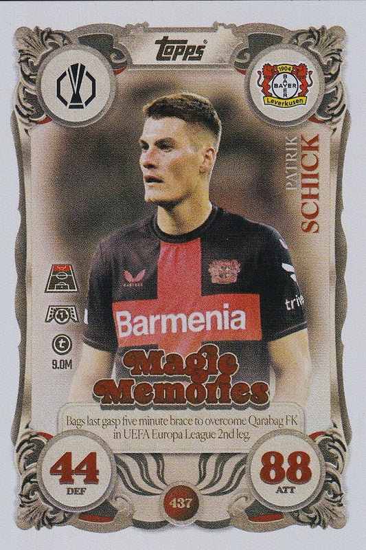 Patrik Schick Magic Memories Card #437 - Topps Match Attax 25/26 (2025/2026) - Bayer 04 Leverkusen