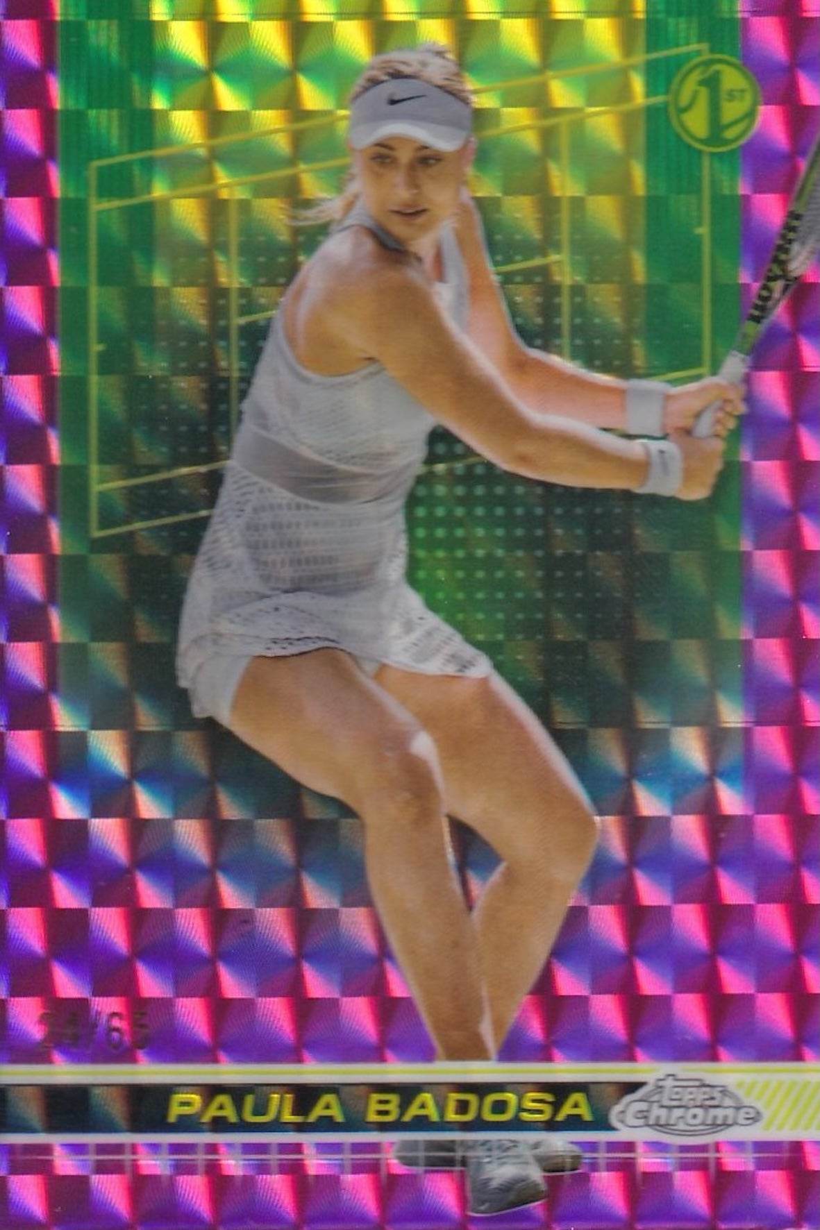 Paula Badosa 2024 Topps Chrome 1st Card Pink Geometric Refractor /65 MGC 10