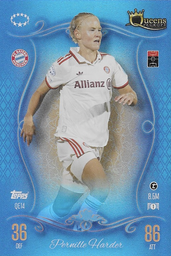 Pernille Harder Queens of Europe Card #QE14 - Topps Match Attax 24/25 (2024/2025) - Bayern Munchen