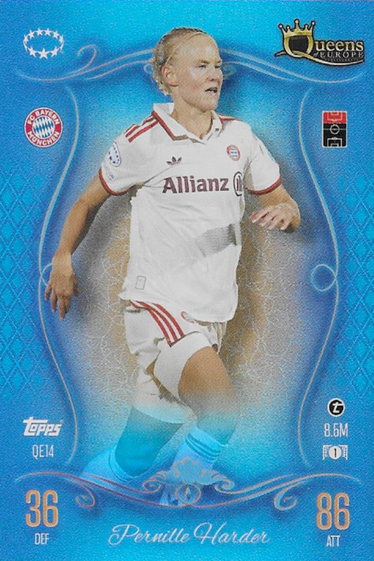 Pernille Harder Queens of Europe Card #QE14 - Topps Match Attax 24/25 (2024/2025) - Bayern Munchen