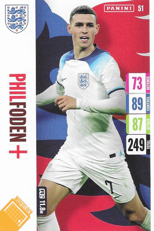 Phil Foden Base Card No 51 - Adrenalyn XL England 2024 Tournament Edition