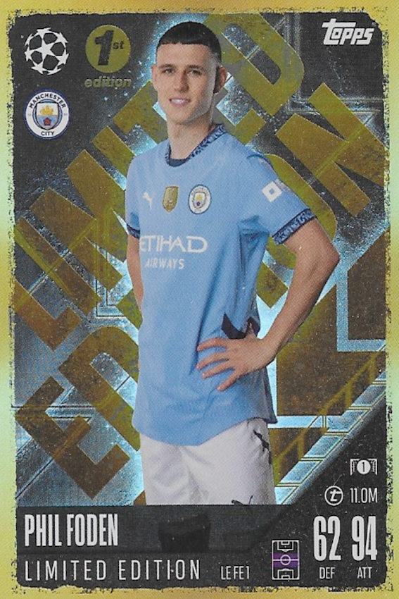 Phil Foden Gold Limited Edition Card Number #LEFE1 - Topps Match Attax 2024/25 1st Edition