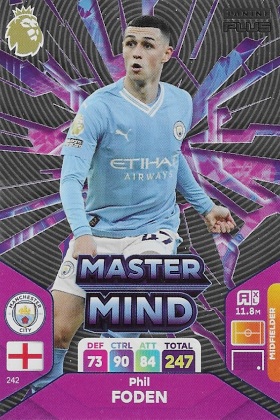 Phil Foden Master Mind Card No 242 - Adrenalyn XL 2024 Premier League Panini Plus 