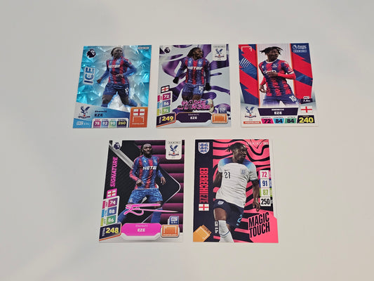 Player Bundle of 5x Eberechi Eze Football Cards - Panini Adrenalyn XL, Crystal Palace/England