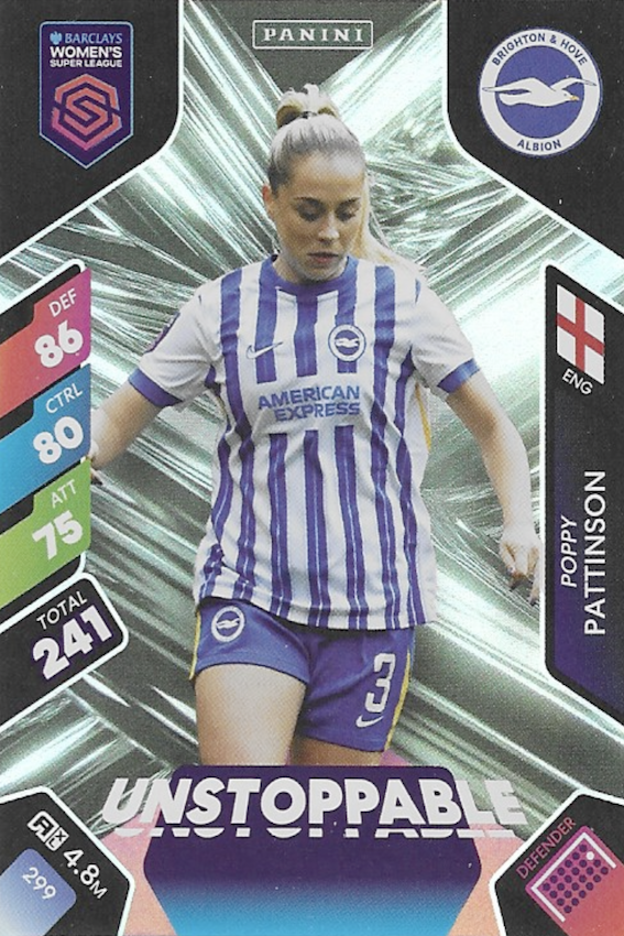 Poppy Pattinson Unstoppable Card #299 - WSL 2025 Women's Super League Panini Adrenalyn XL (Brighton Hove Albion)