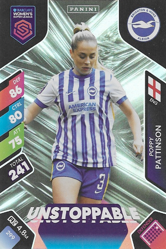 Poppy Pattinson Unstoppable Card #299 - WSL 2025 Women's Super League Panini Adrenalyn XL (Brighton Hove Albion)