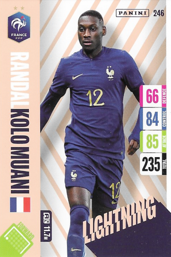 Randal Kolo Muani Lightning Card No #246 - Adrenalyn XL 2024 England Tournament Edition