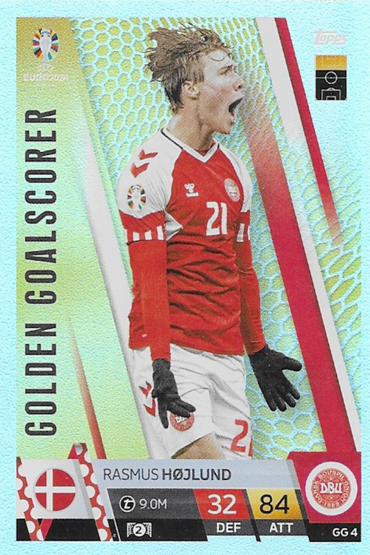 Rasmus Hojlund Golden Goalscorer Card #GG4 - Topps Match Attax Euro 2024