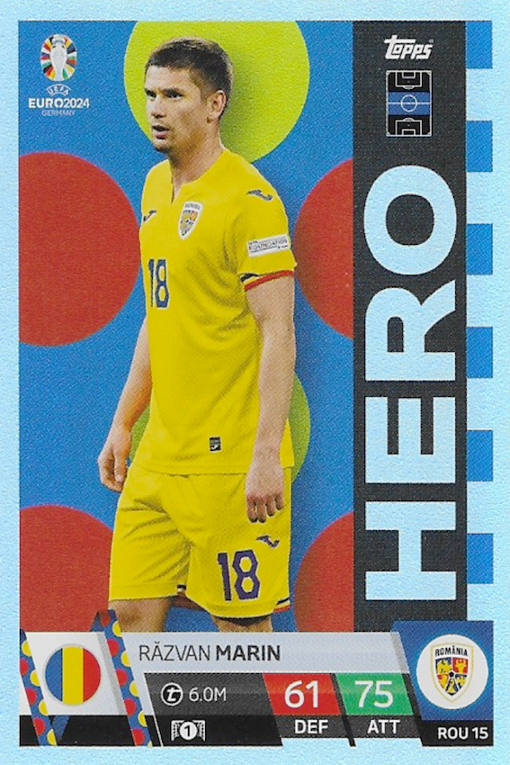 Razvan Marin HERO Card Number #ROU15 - Topps Match Attax Euro 2024