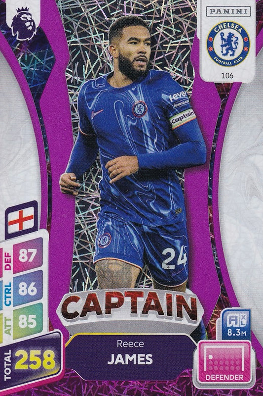 Reece James Purple Parallel Captain Card #106 - Panini Adrenalyn XL PLUS 2025 Premier League (Chelsea)