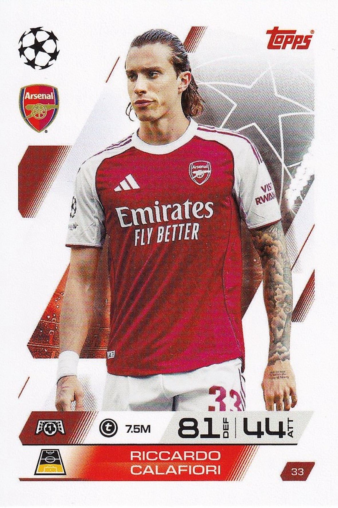 Riccardo Calafiori Base Card #33 - Topps Match Attax 25/26 (2025/2026) Arsenal
